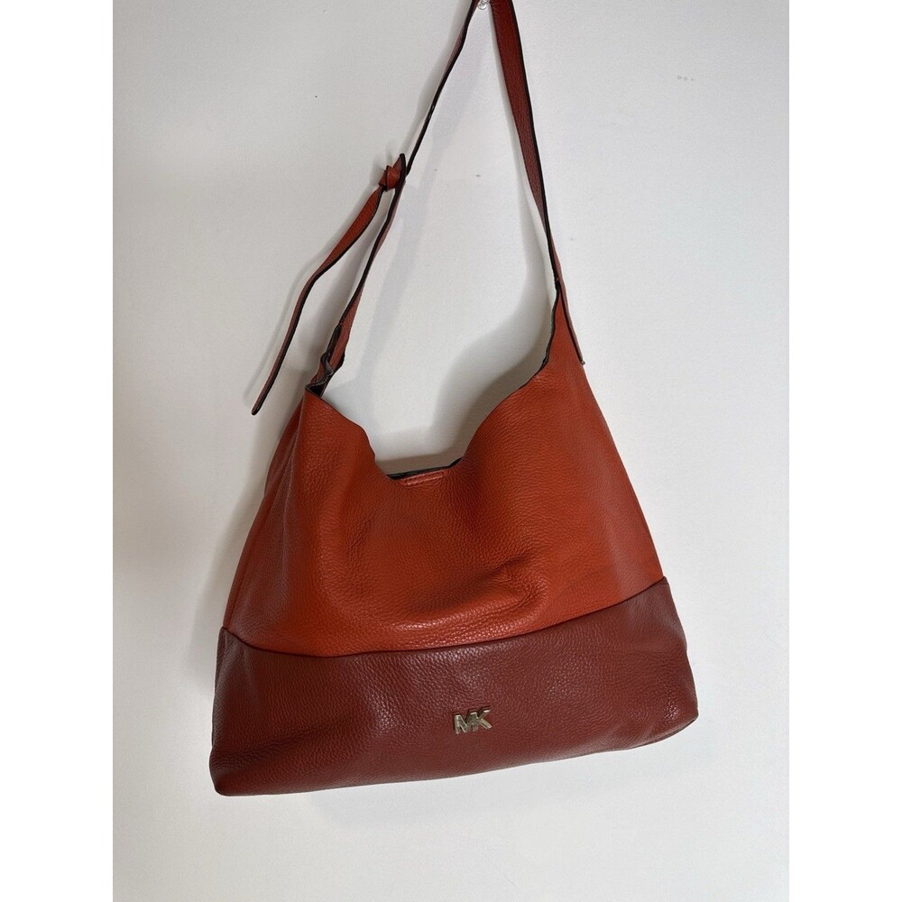 Michael Kors Two-Tone Orange Red Pebbled Leather Hobo Shoulder